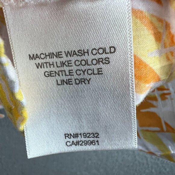 Alfred Dunner Womens Top 14 White Orange Button Front‎ 3/4 Sleeve Shirt Burnout - Picture 6 of 9